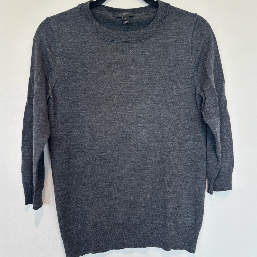 J. Crew Charcoal Merino Wool Gray Crewneck Sweater 140
